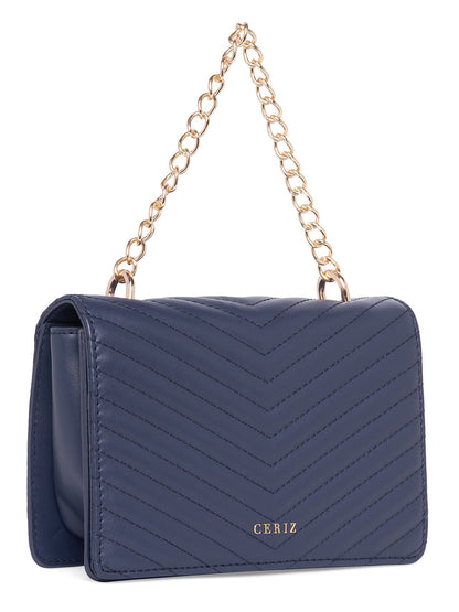 Women Navy Blue Textured Sling Bag