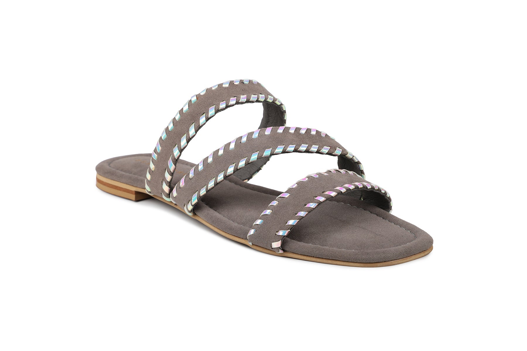 Footwear, Women Footwear, Grey Open Toe Flats