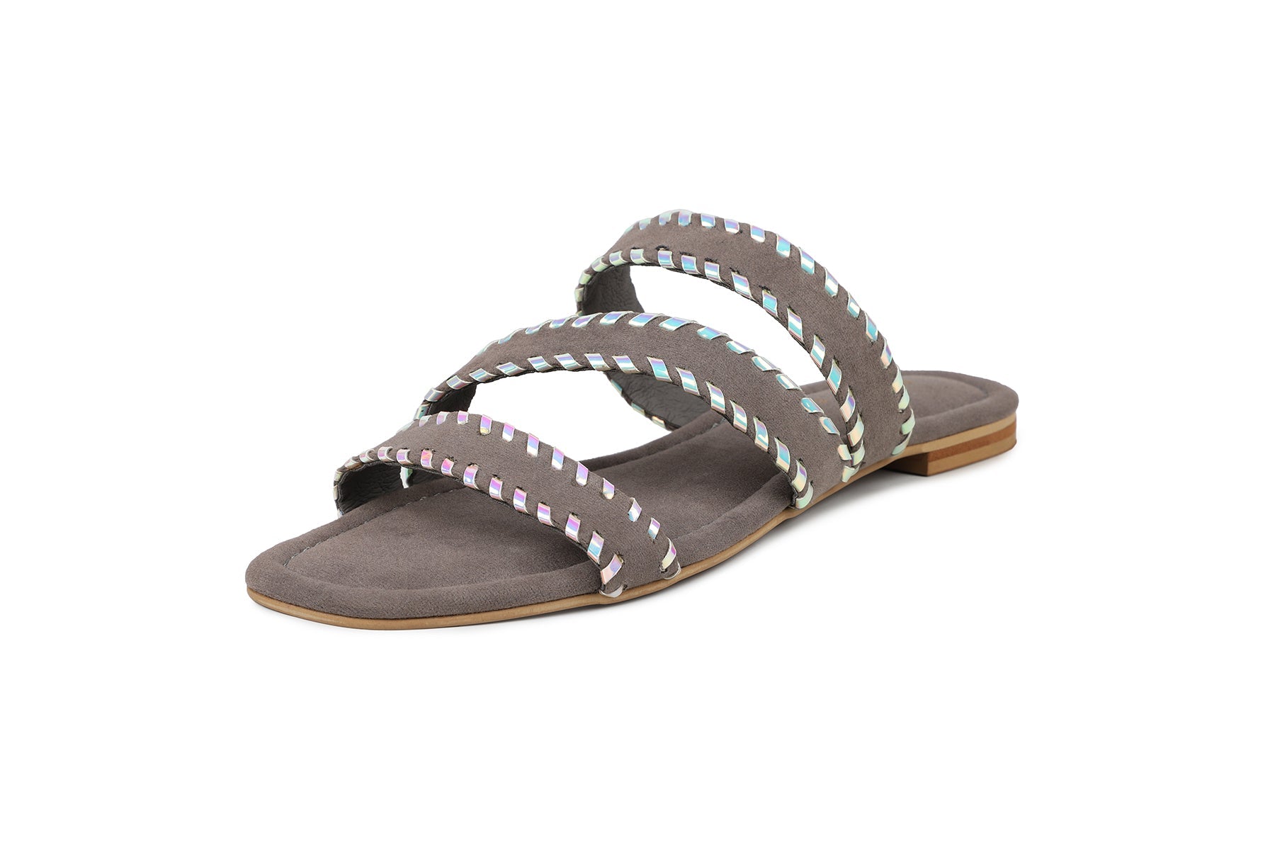 Footwear, Women Footwear, Grey Open Toe Flats