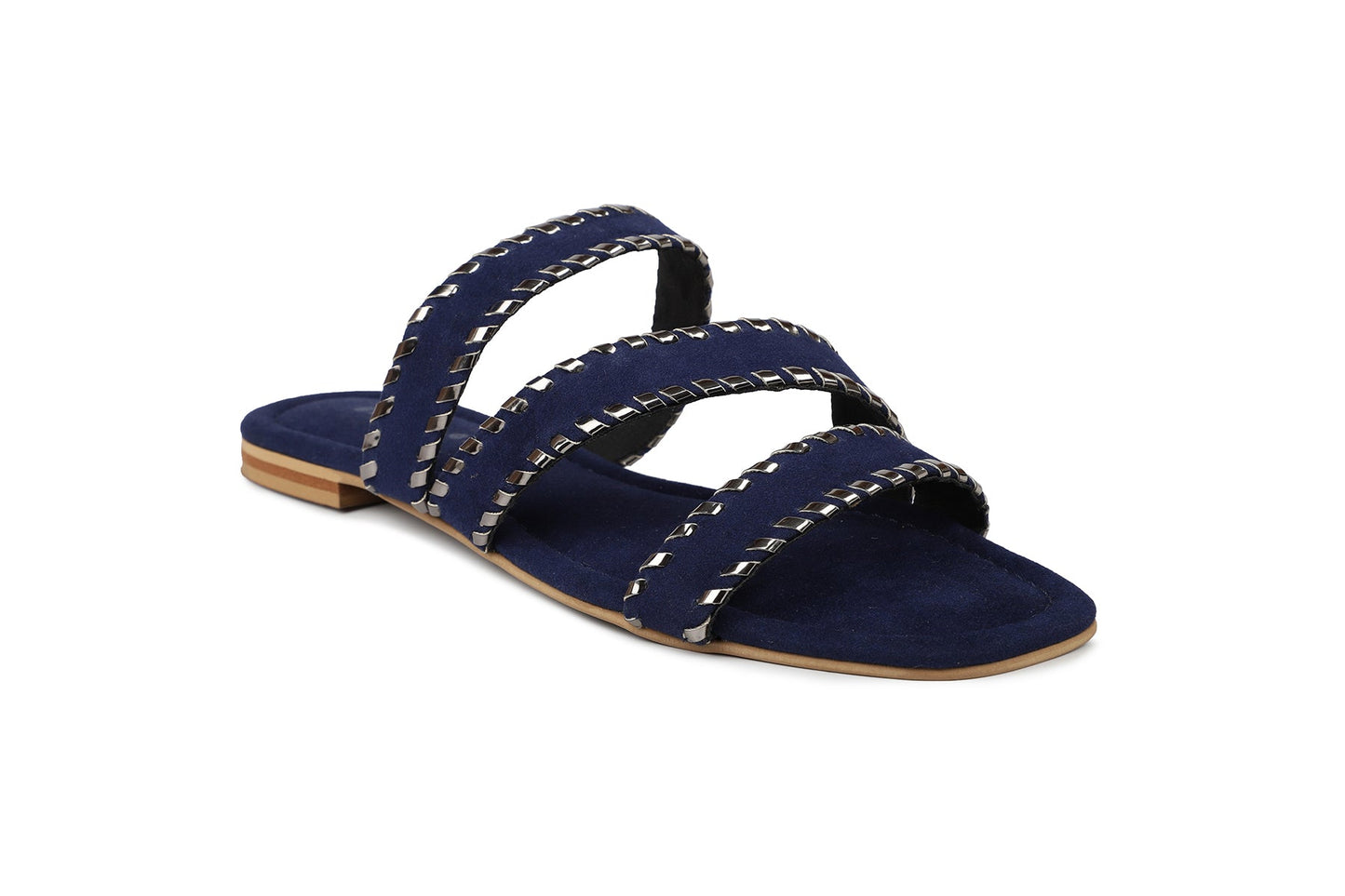 Footwear, Women Footwear, Navy Blue Open Toe Flats