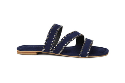 Footwear, Women Footwear, Navy Blue Open Toe Flats