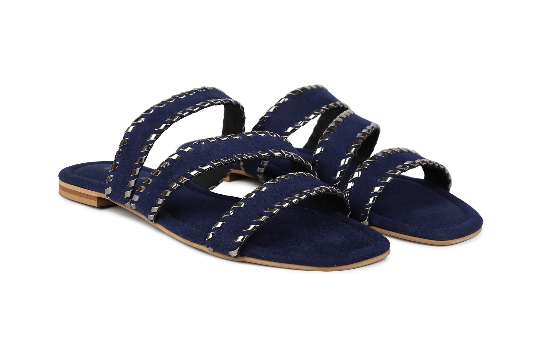 Footwear, Women Footwear, Navy Blue Open Toe Flats