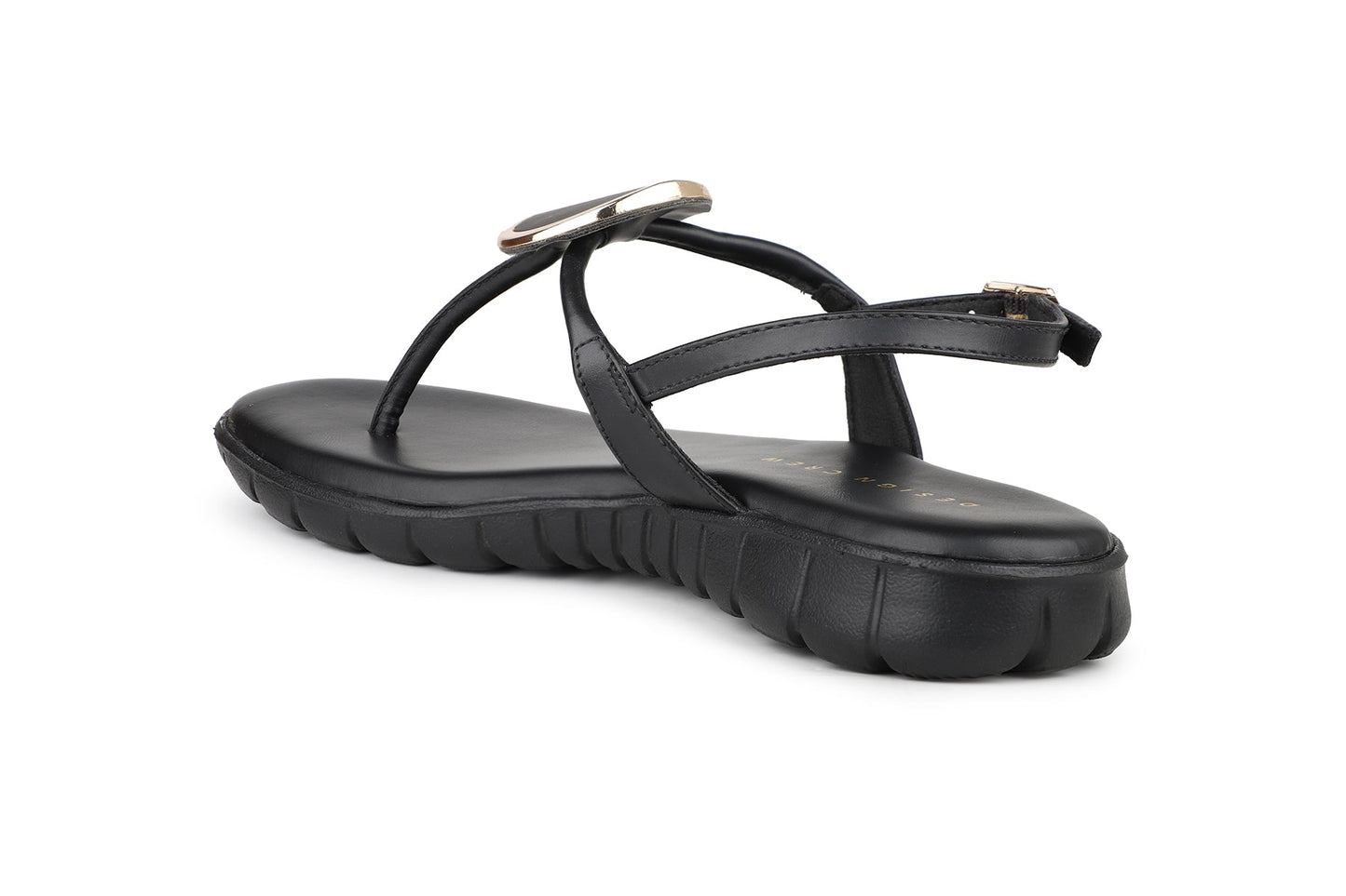 Footwear, Women Footwear, Black T-Strap Flats