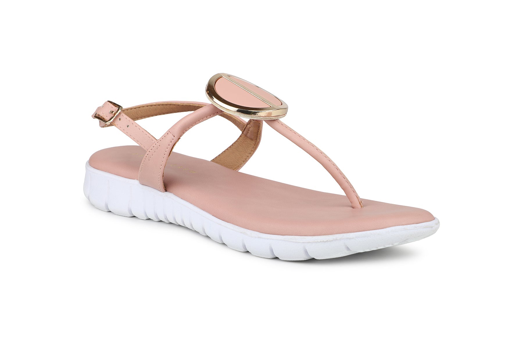 Footwear, Women Footwear, Pink T-Strap Flats