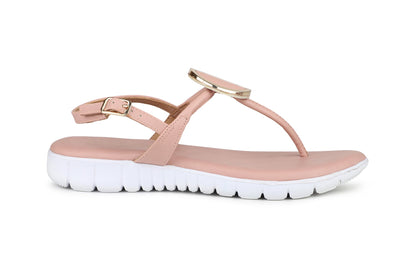 Footwear, Women Footwear, Pink T-Strap Flats