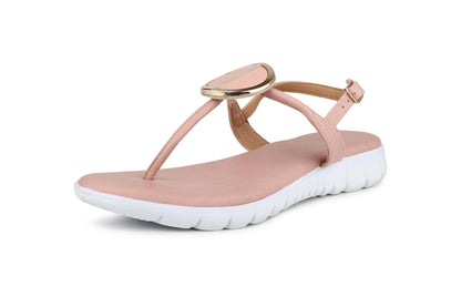 Footwear, Women Footwear, Pink T-Strap Flats