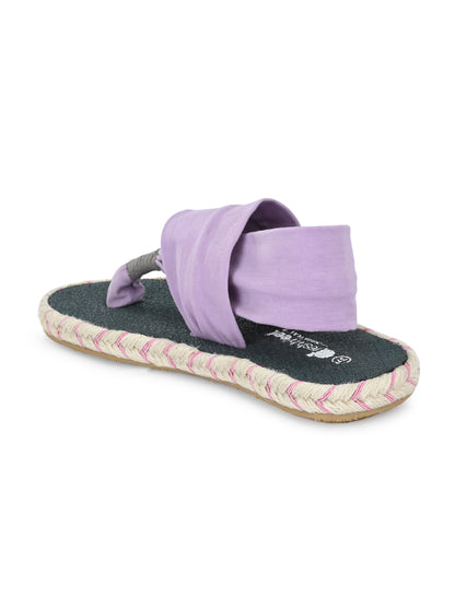 Footwear, Women Footwear, Purple T-Strap Flats