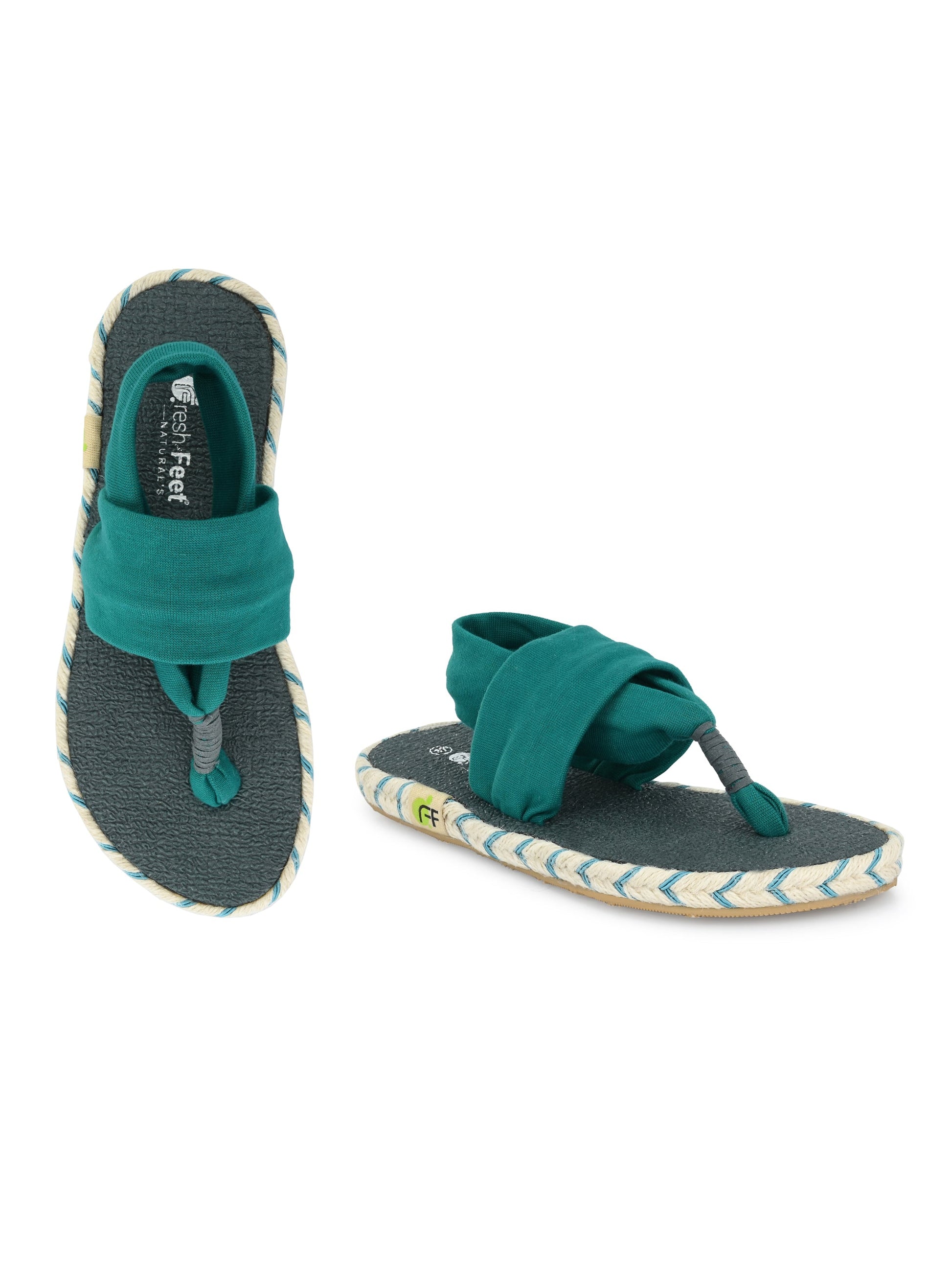 Footwear, Women Footwear, Teal T-Strap Flats