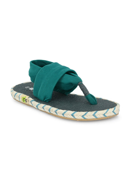 Footwear, Women Footwear, Teal T-Strap Flats