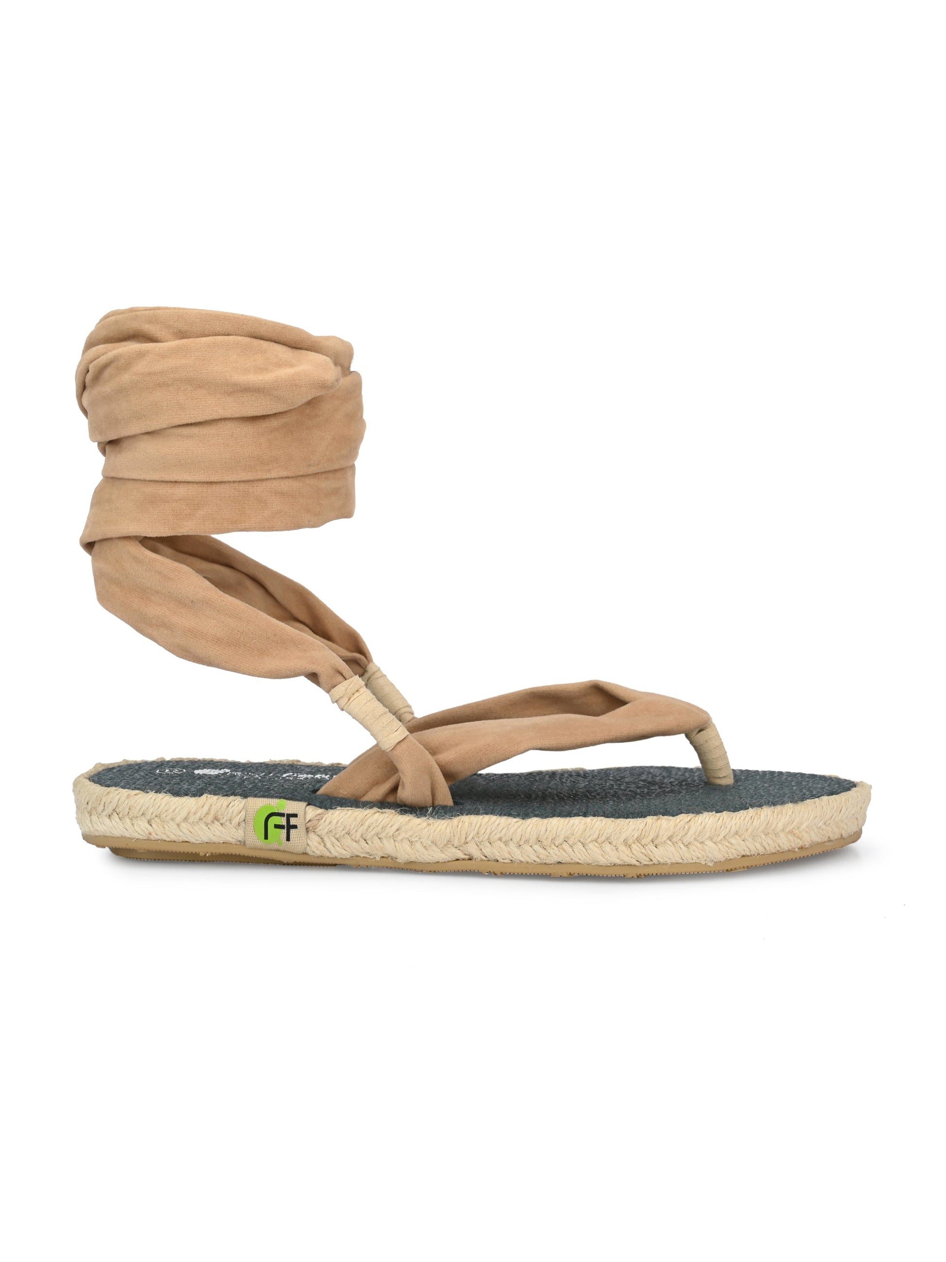 Footwear, Women Footwear, Beige T-Strap Flats