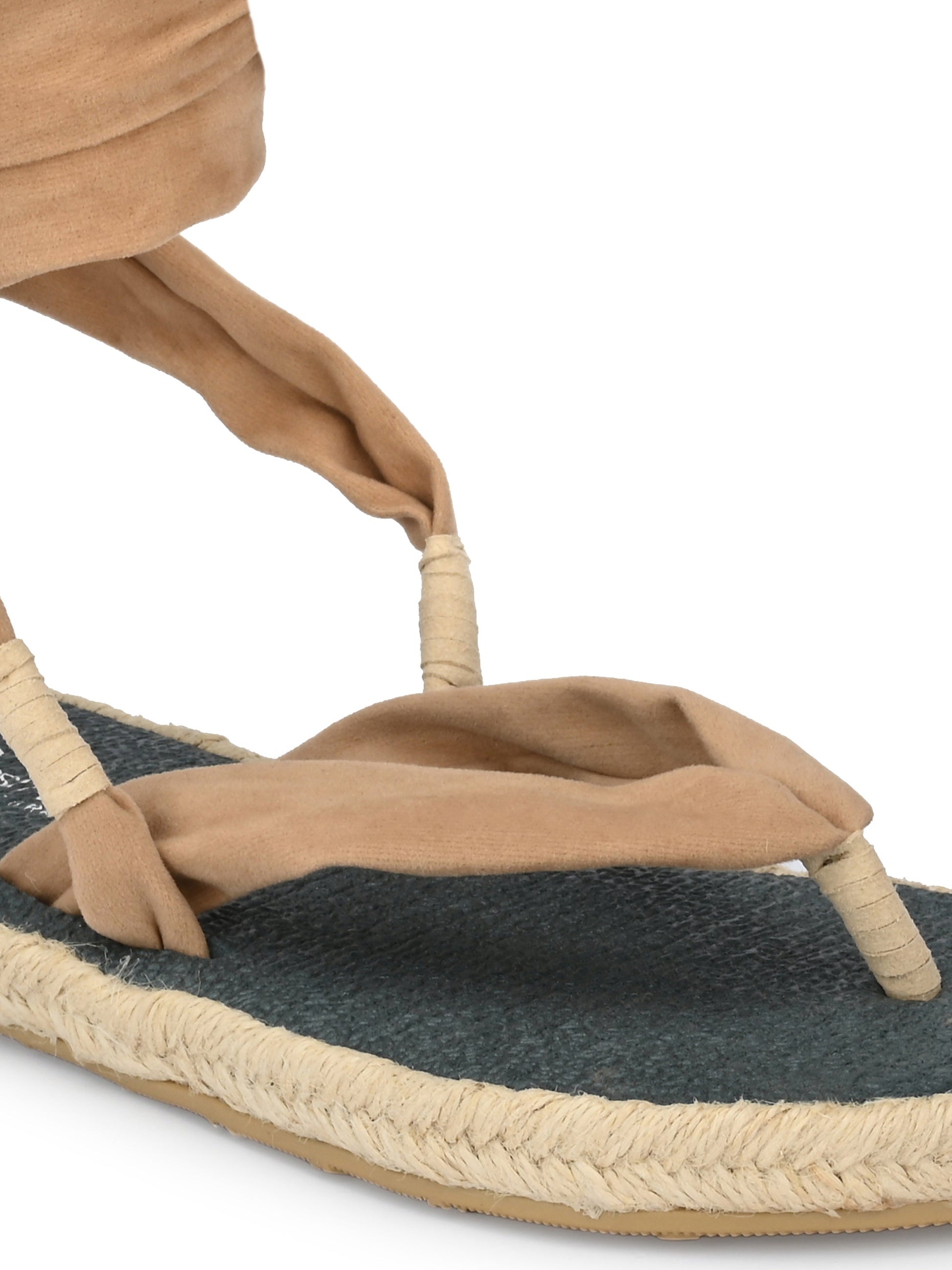 Footwear, Women Footwear, Beige T-Strap Flats