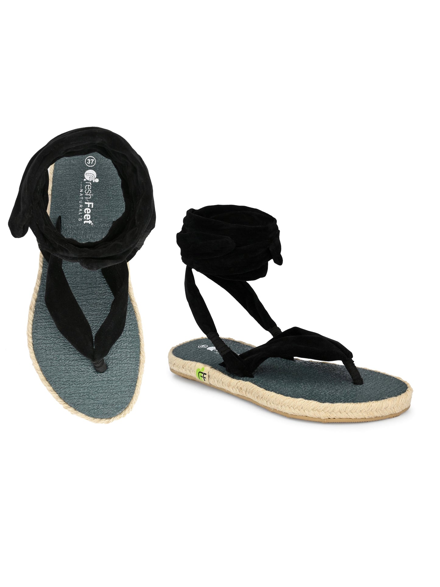 Footwear, Women Footwear, Black T-Strap Flats