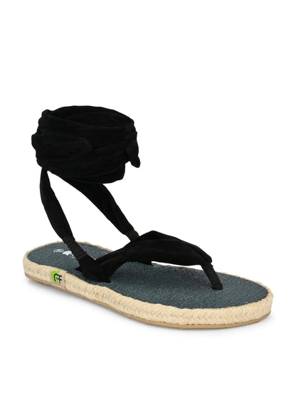 Footwear, Women Footwear, Black T-Strap Flats