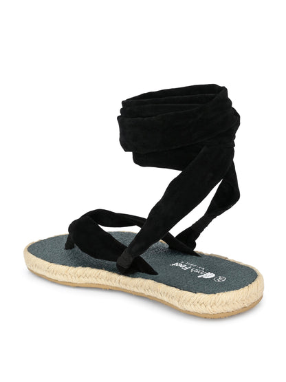 Footwear, Women Footwear, Black T-Strap Flats