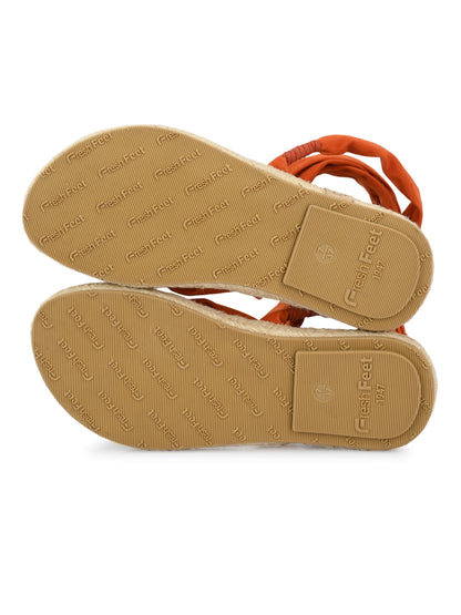 Footwear, Women Footwear, Rust T-Strap Flats