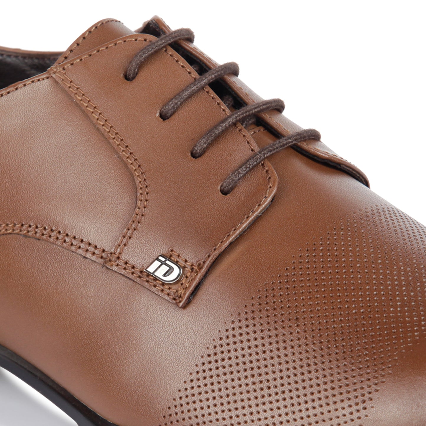 Men Tan Perforated Derby Formal Shoes