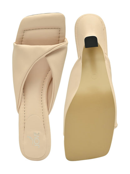 Women Beige Solid Sandals