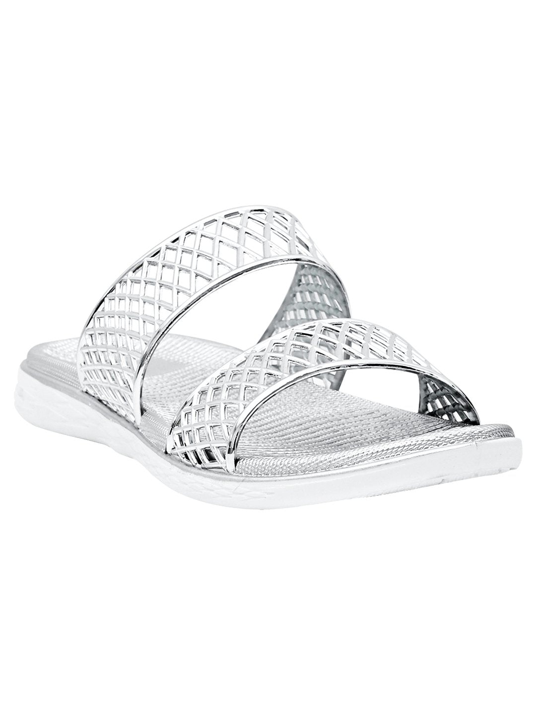 Footwear, Women Footwear, Silver Open Toe Flats