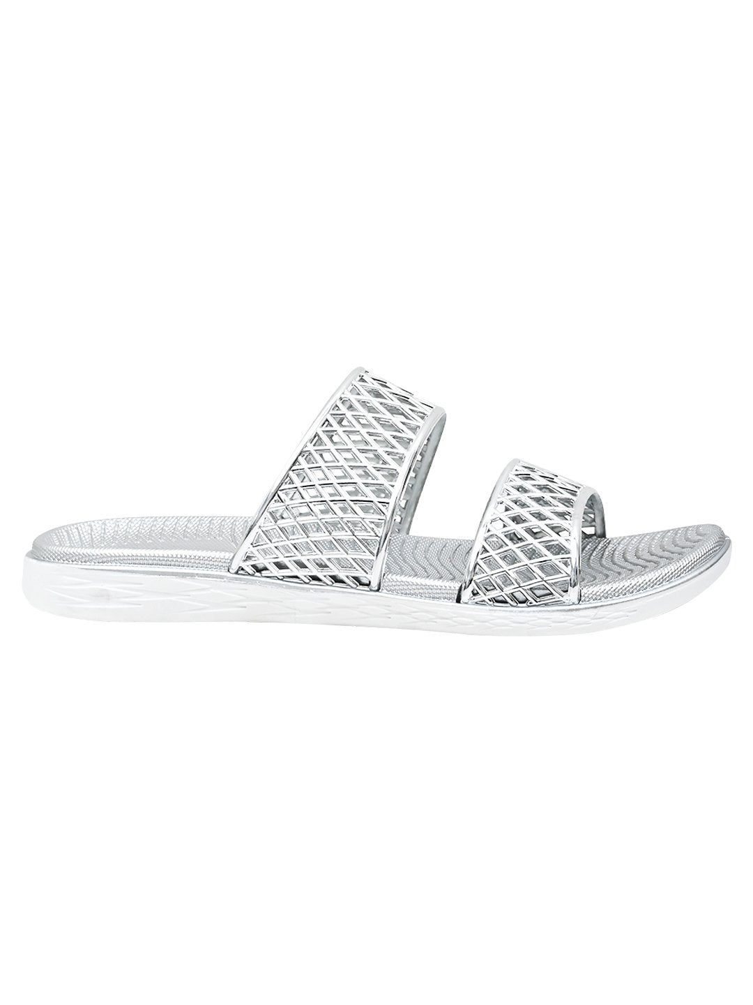 Footwear, Women Footwear, Silver Open Toe Flats