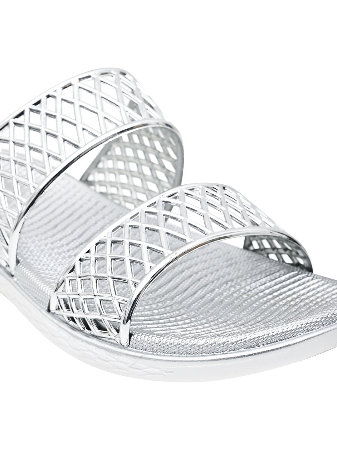 Footwear, Women Footwear, Silver Open Toe Flats