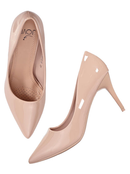 Women NUDE SOLID Heel Pumps