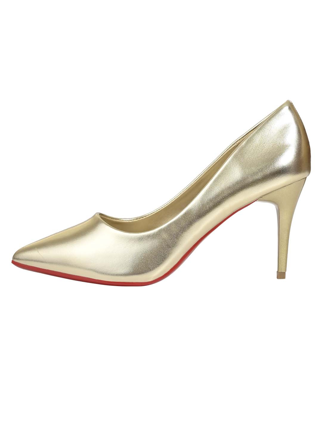 Women GOLD SOLID Heel Pumps