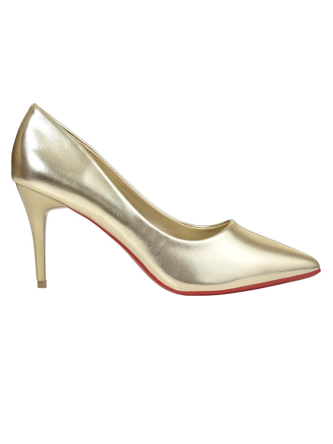 Women GOLD SOLID Heel Pumps