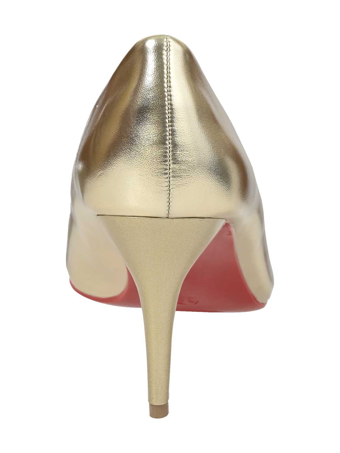 Women GOLD SOLID Heel Pumps