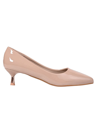 Women NUDE Solid Heel Pumps