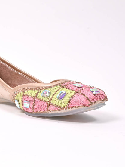 Women, Women Footwear, Rose Gold Mojaris