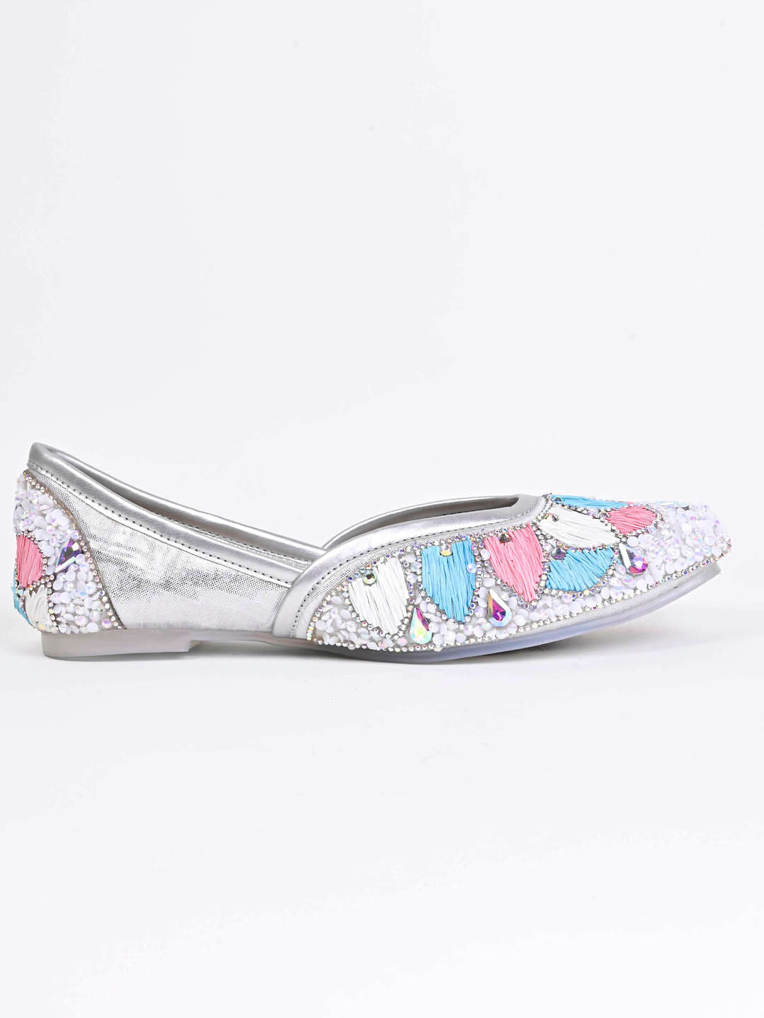 Women, Women Footwear, Silver Mojaris