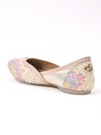 Women, Women Footwear, Golden Mojaris