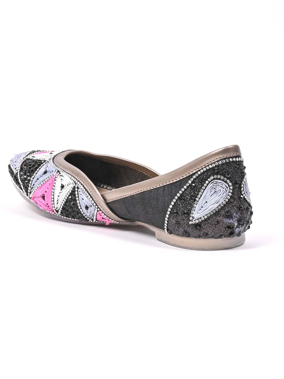 Women, Women Footwear, Black Mojaris