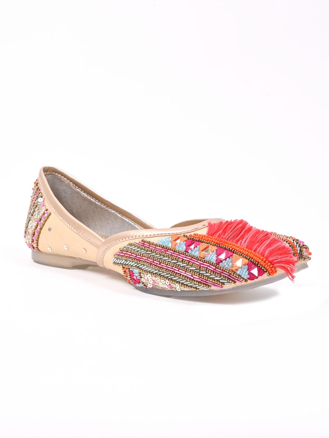 Women, Women Footwear, Beige Mojaris