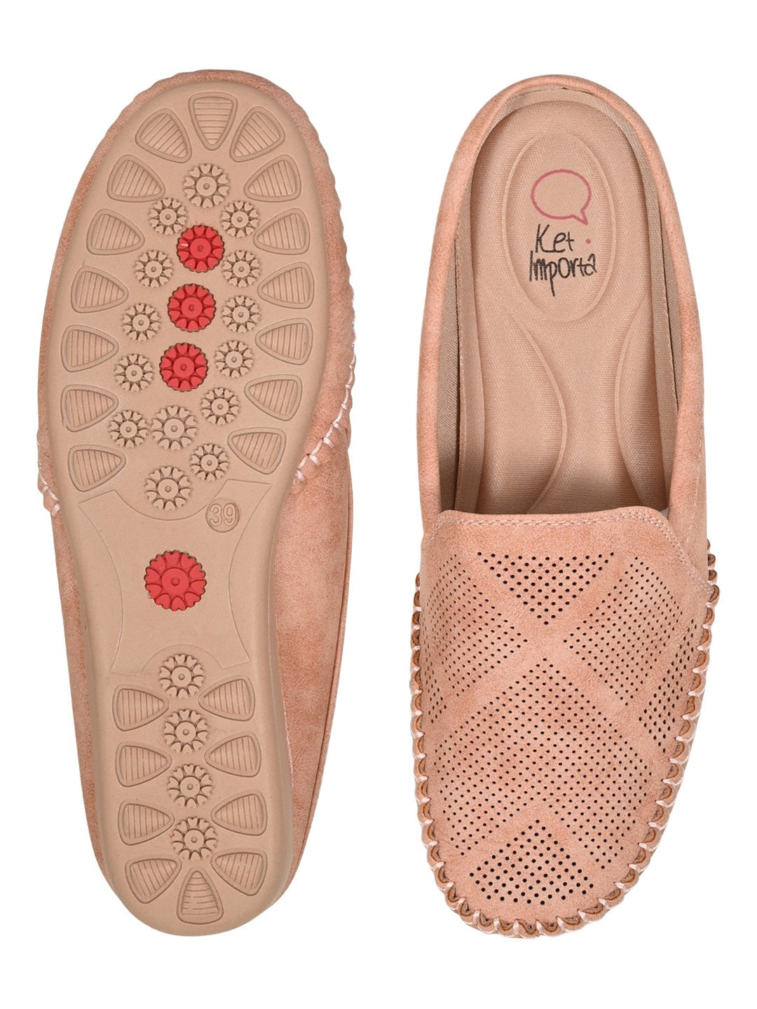 Women Footwear, Peach Mules