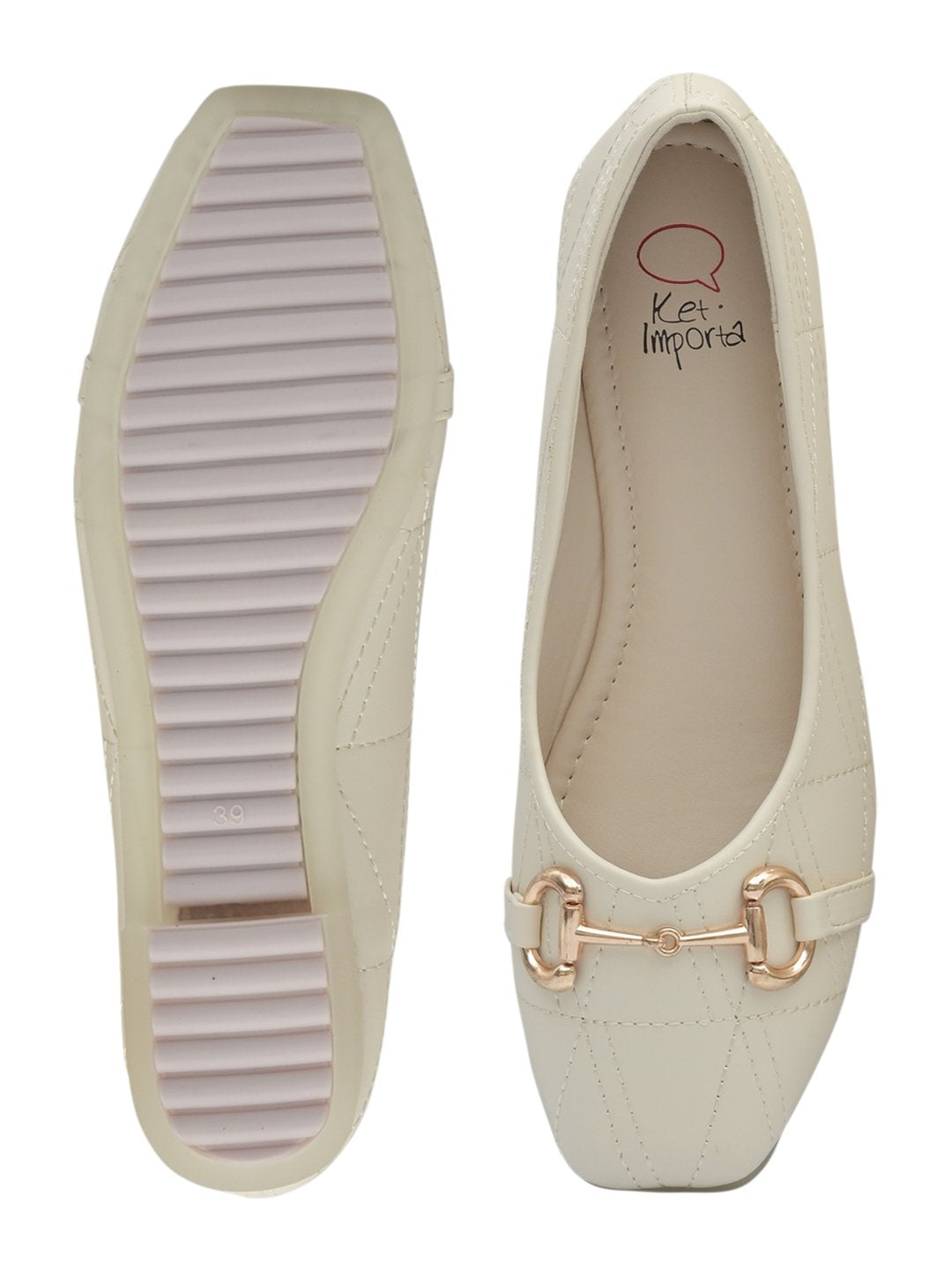 Women Footwear, Beige Ballerinas