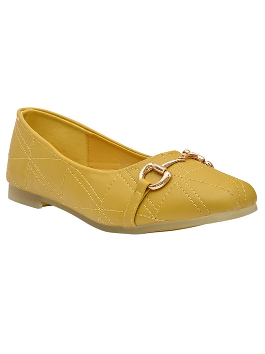 Women Footwear, Mustard Ballerinas