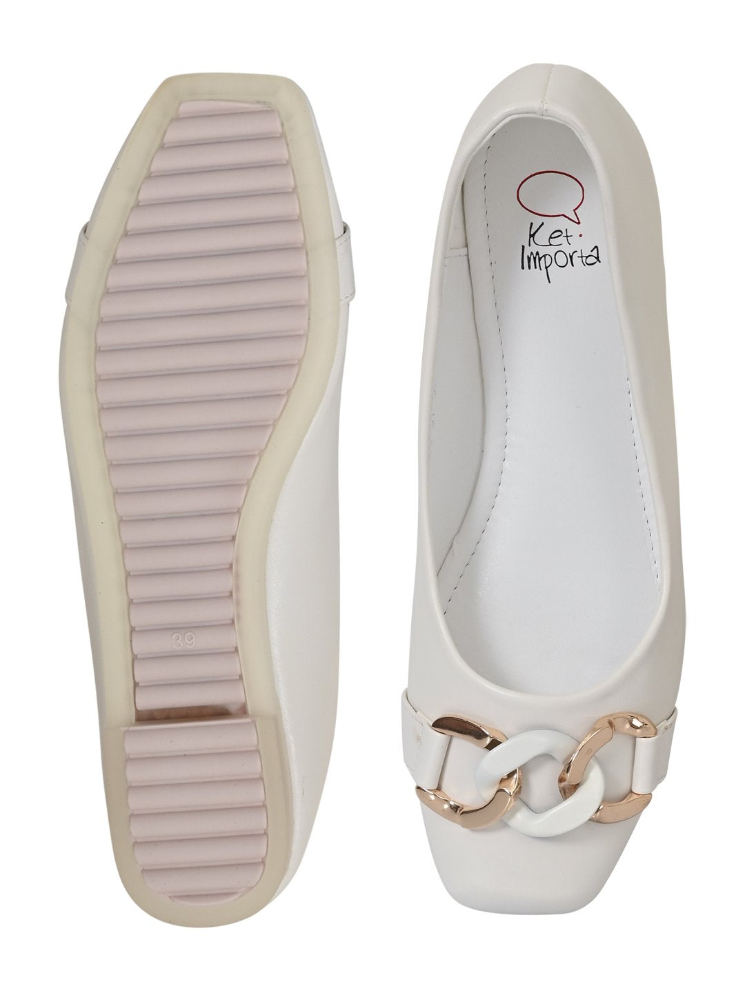 Women Footwear, White Ballerinas