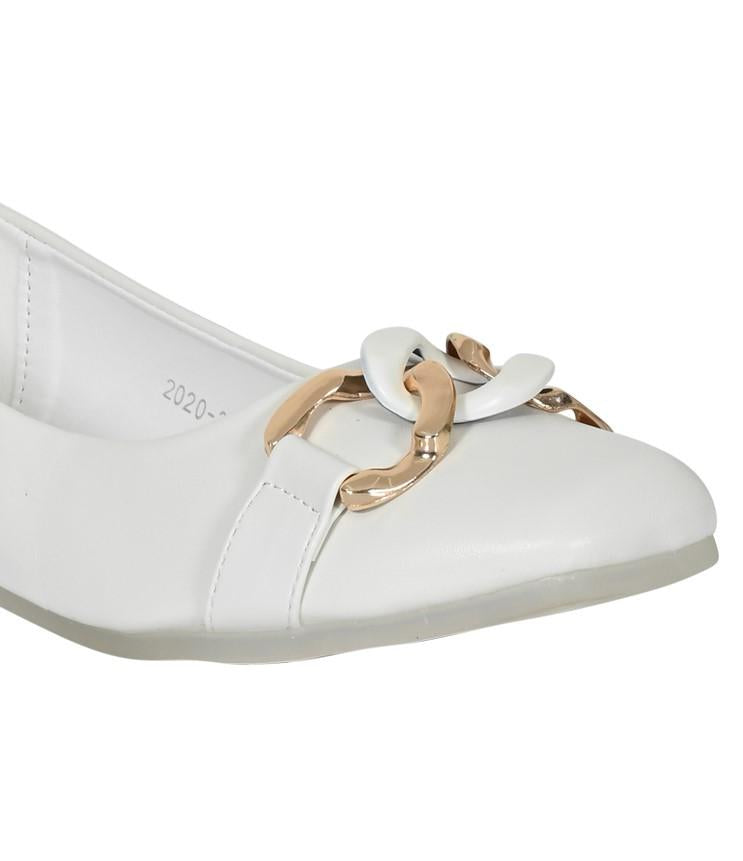 Women Footwear, White Ballerinas