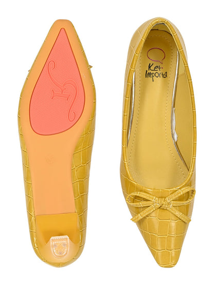 Women Footwear, Mustard Ballerinas