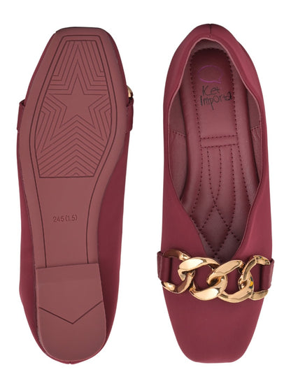 Women Footwear, Maroon Ballerinas