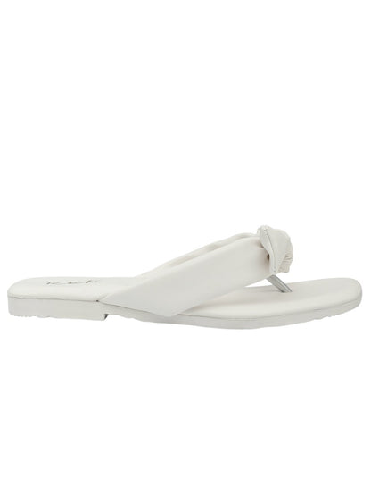 Women Footwear, White T-Strap Flats