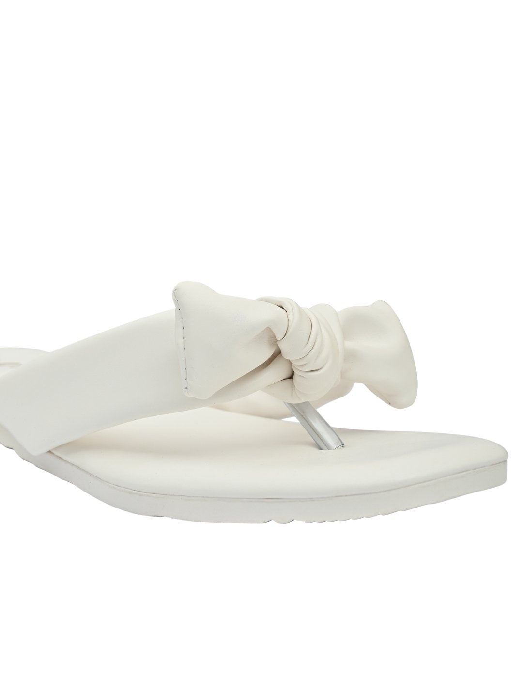 Women Footwear, White T-Strap Flats