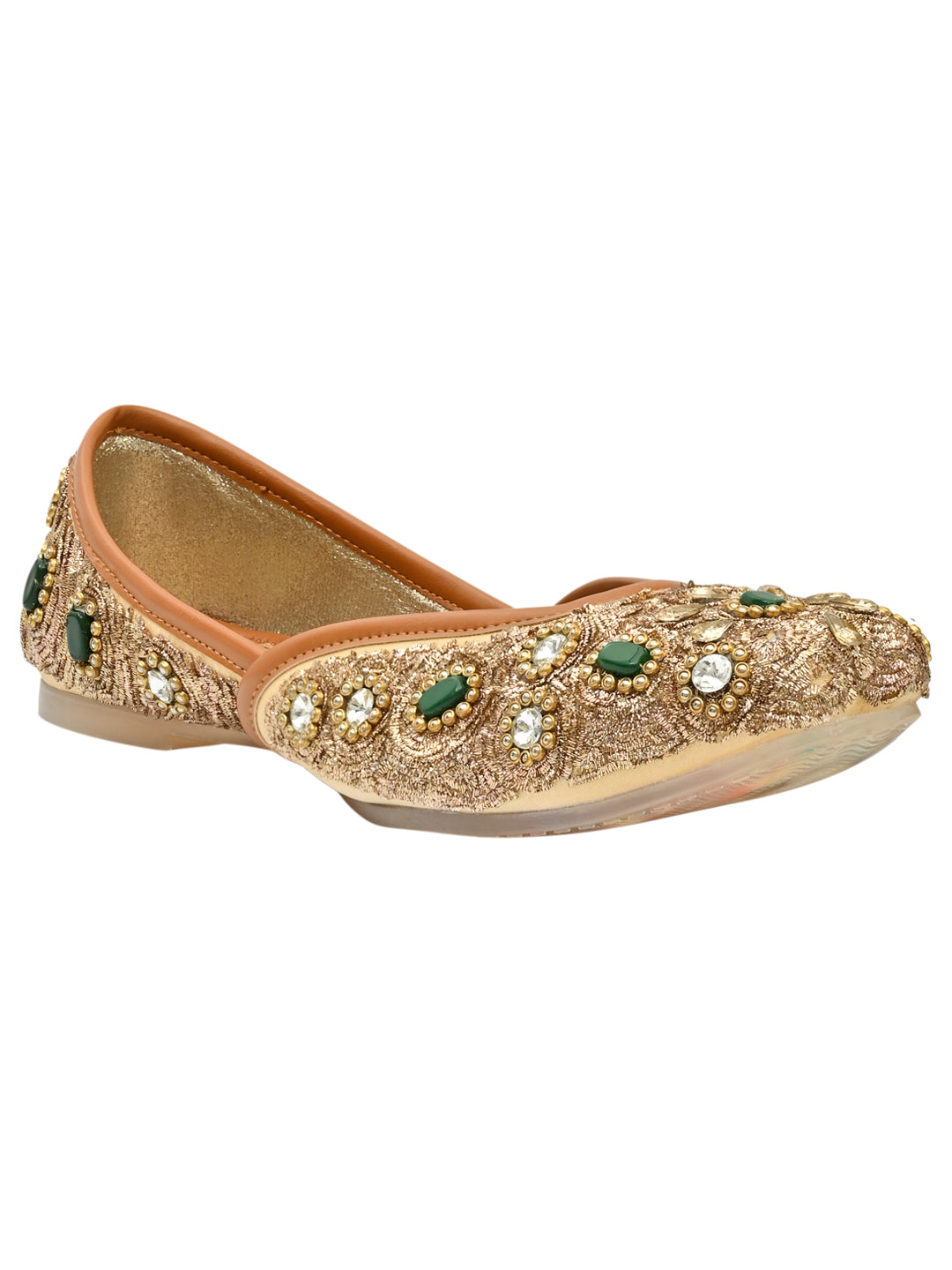 Women Footwear, Golden Mojaris