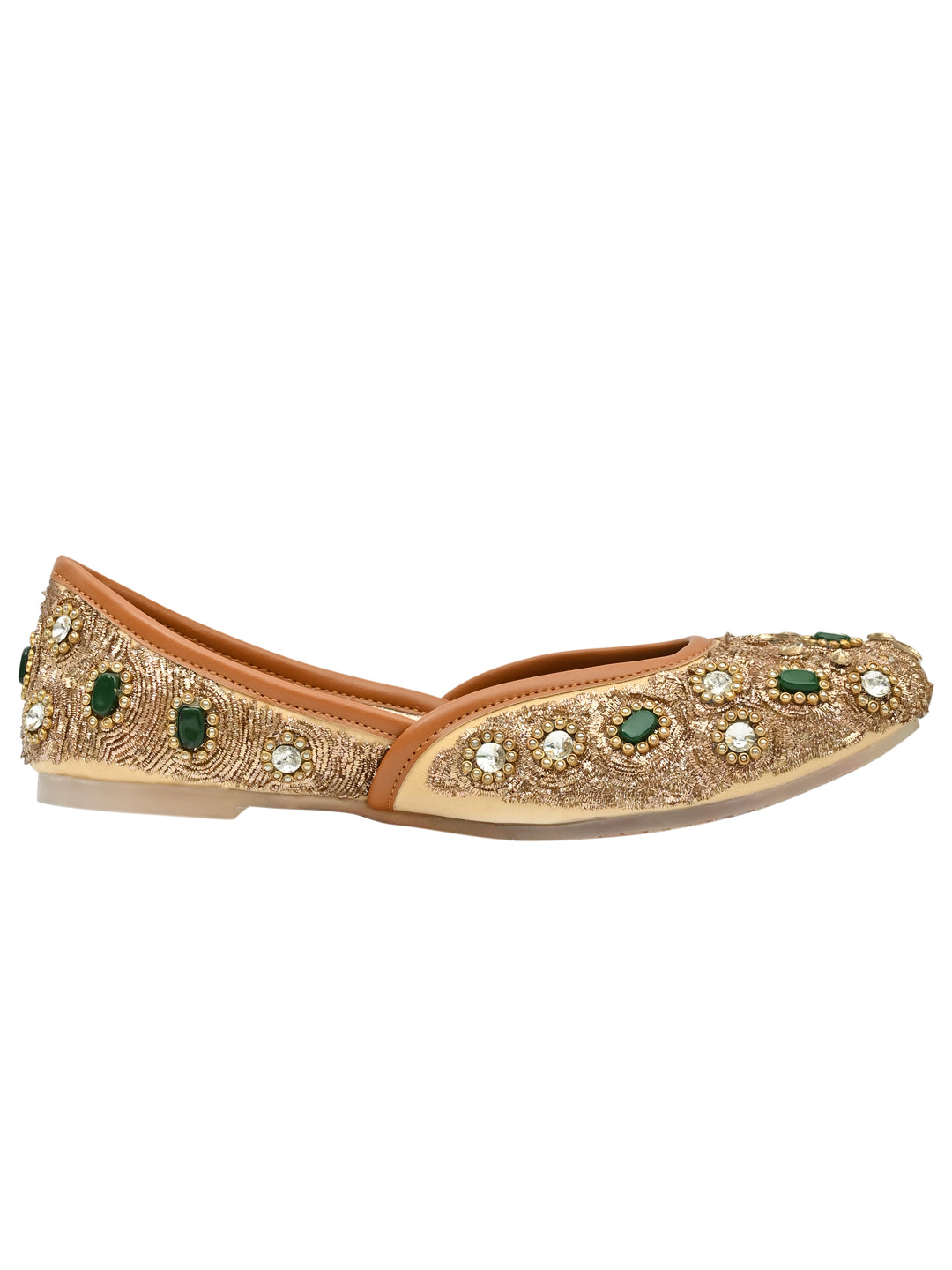 Women Footwear, Golden Mojaris