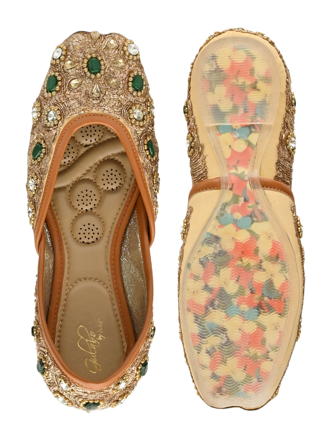 Women Footwear, Golden Mojaris