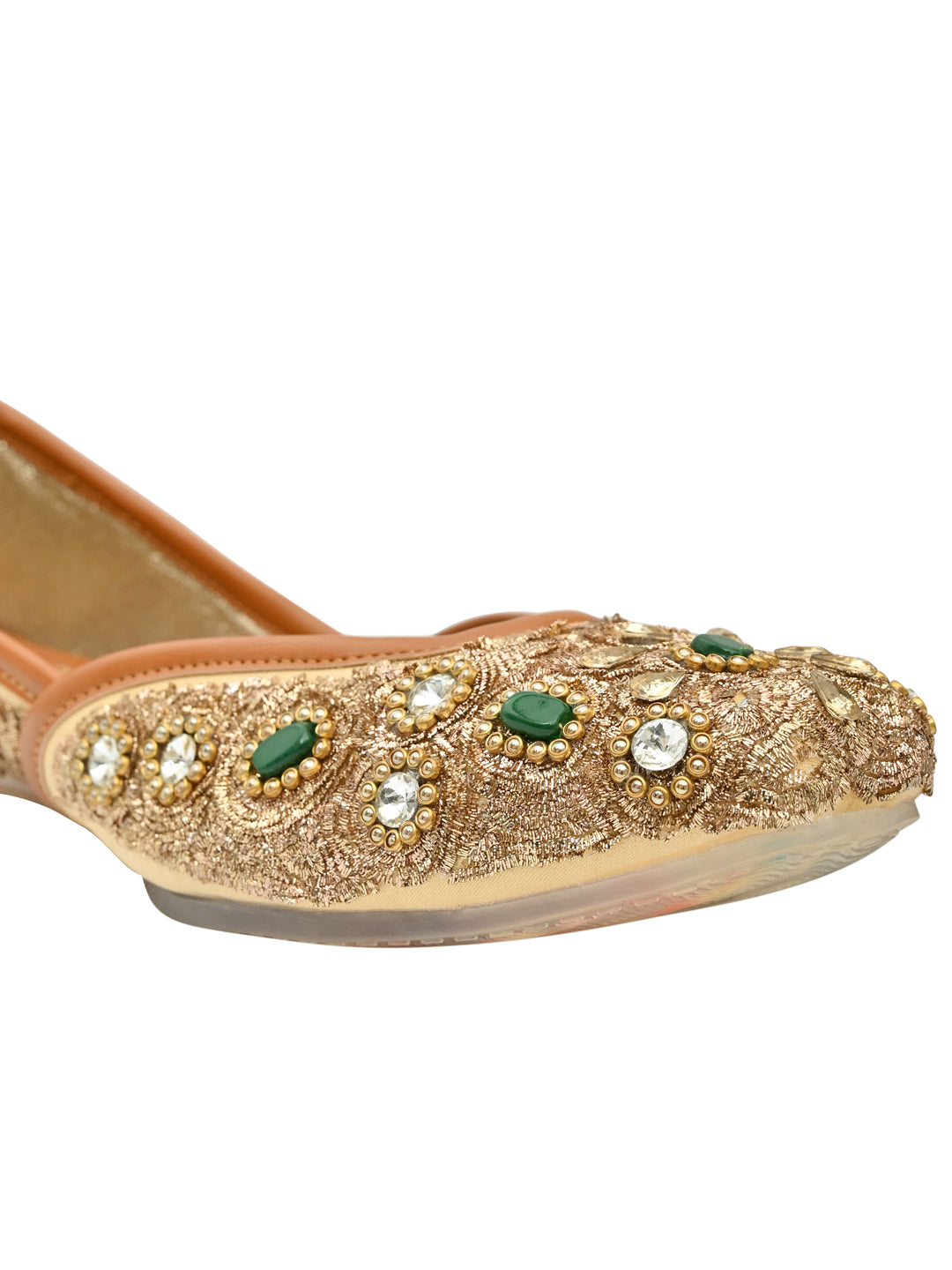 Women Footwear, Golden Mojaris