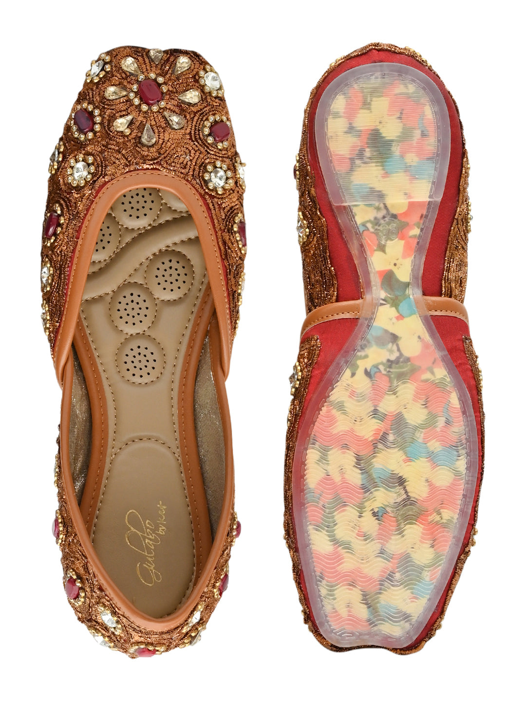 Women Footwear, Bronze Mojaris