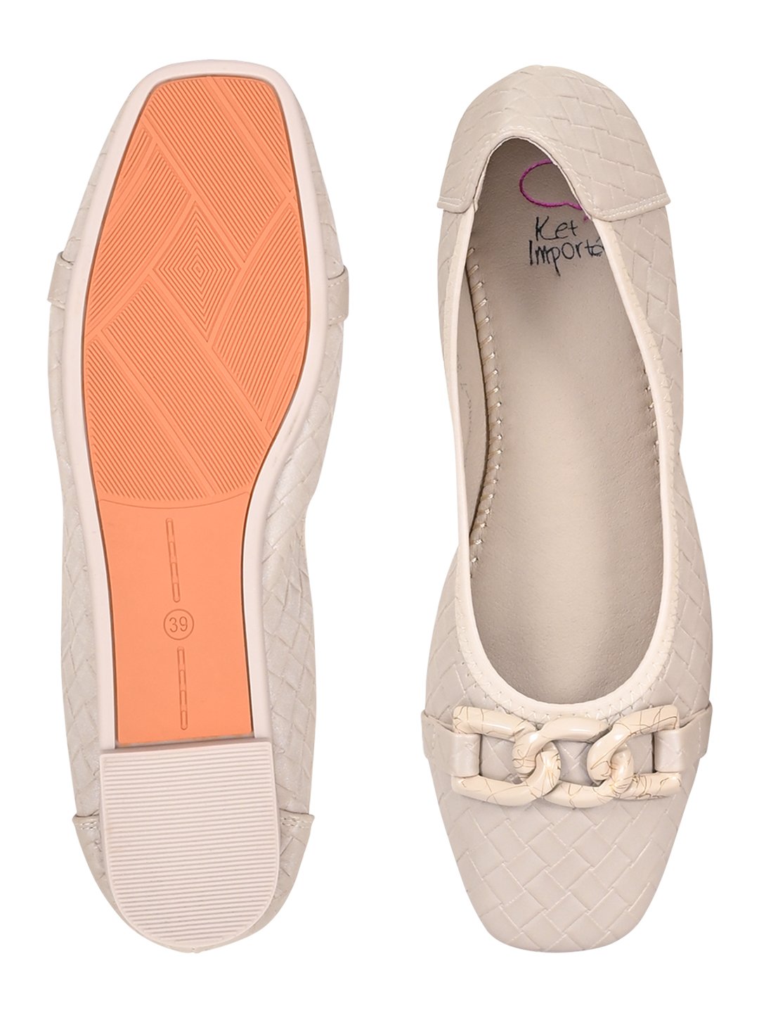 Women Footwear, Beige Ballerinas