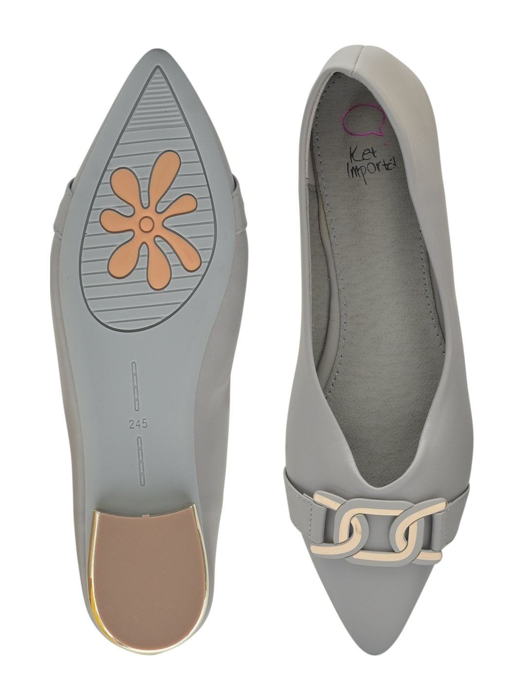 Women Footwear, Grey Ballerinas